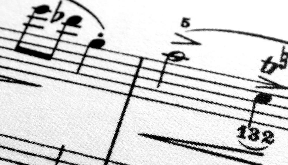 Slide Notenblatt im Kopf der Homepage des Kirchenmusikvereins Fürth