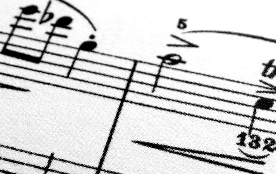 Slide Notenblatt im Kopf der Homepage des Kirchenmusikvereins Fürth